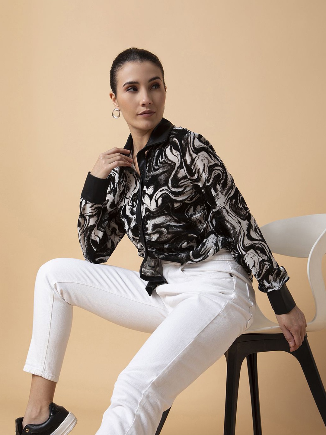 

SHOWOFF Women Relaxed Slim Fit Floral Opaque Printed Casual Shirt, White
