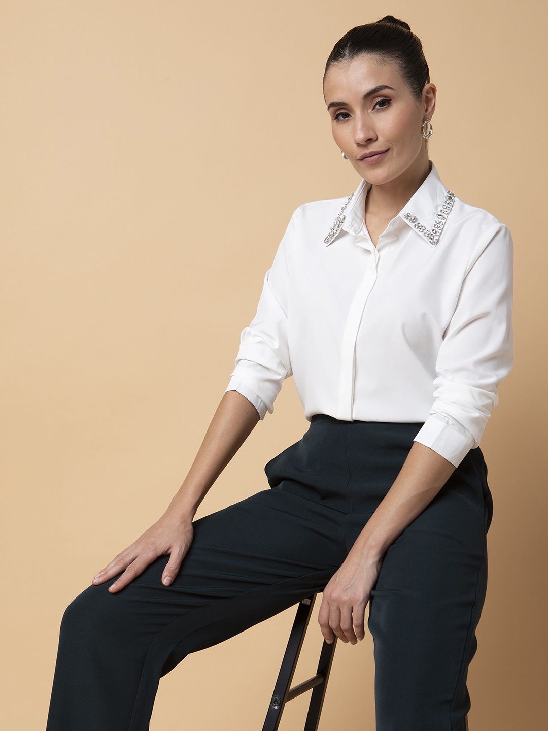 

SHOWOFF Women Relaxed Opaque Casual Shirt, White