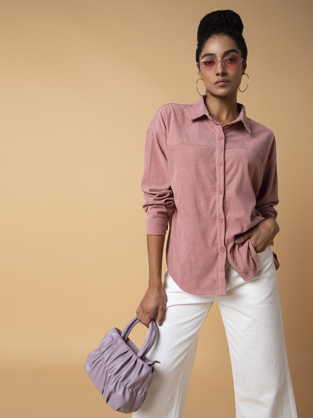 

SHOWOFF Women Relaxed Opaque Casual Shirt, Peach