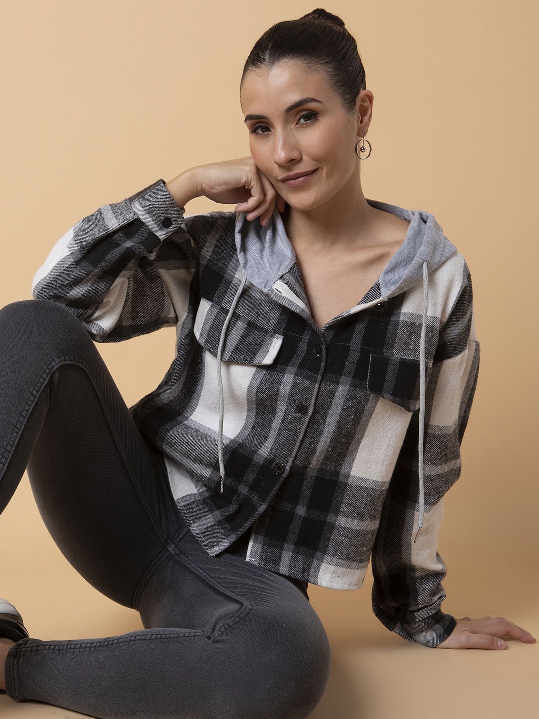 

SHOWOFF Women Relaxed Tartan Checks Opaque Checked Casual Shirt, Black