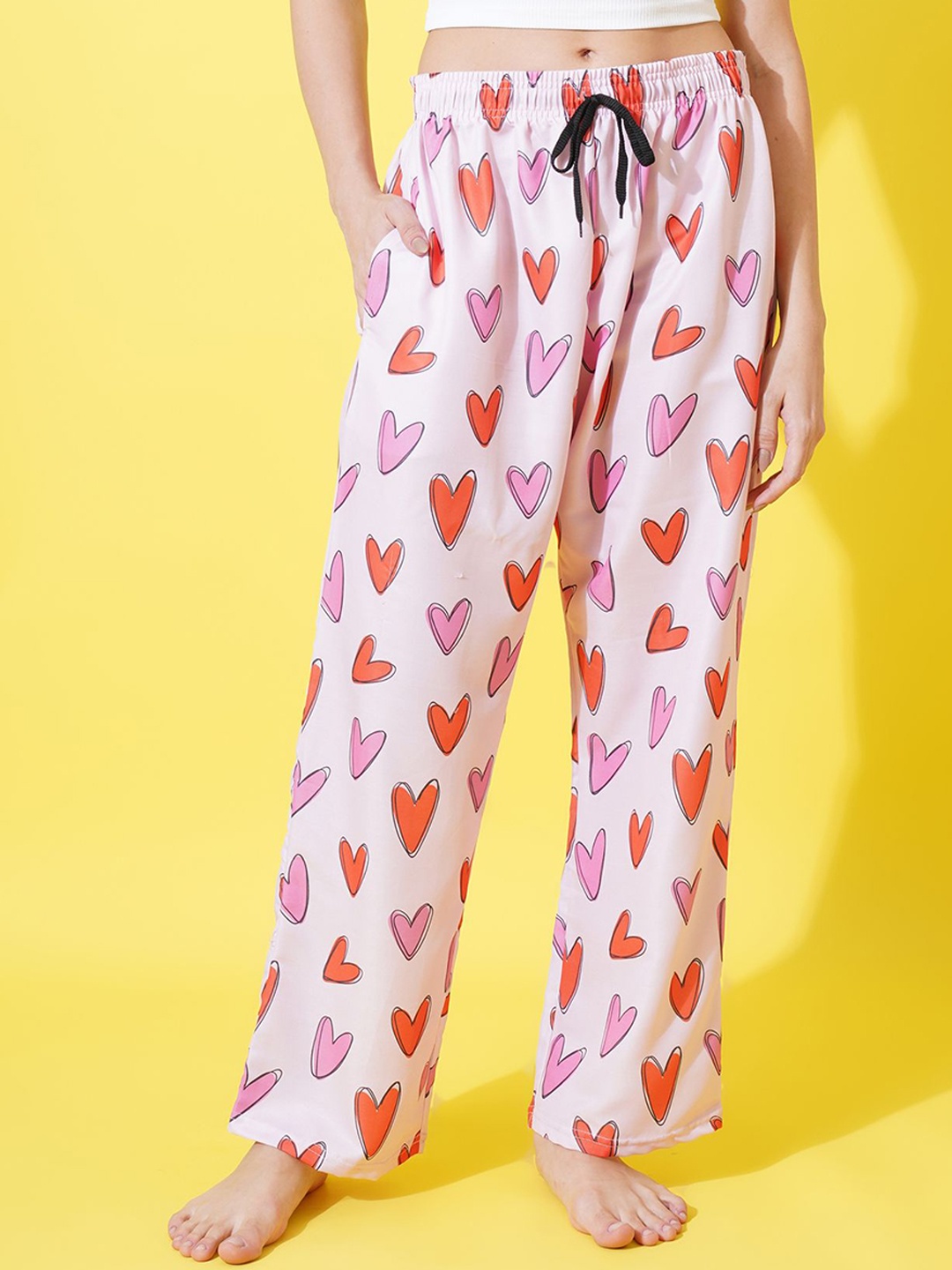 

FFLIRTYGO Printed Straight-Leg Lounge Pants, Pink