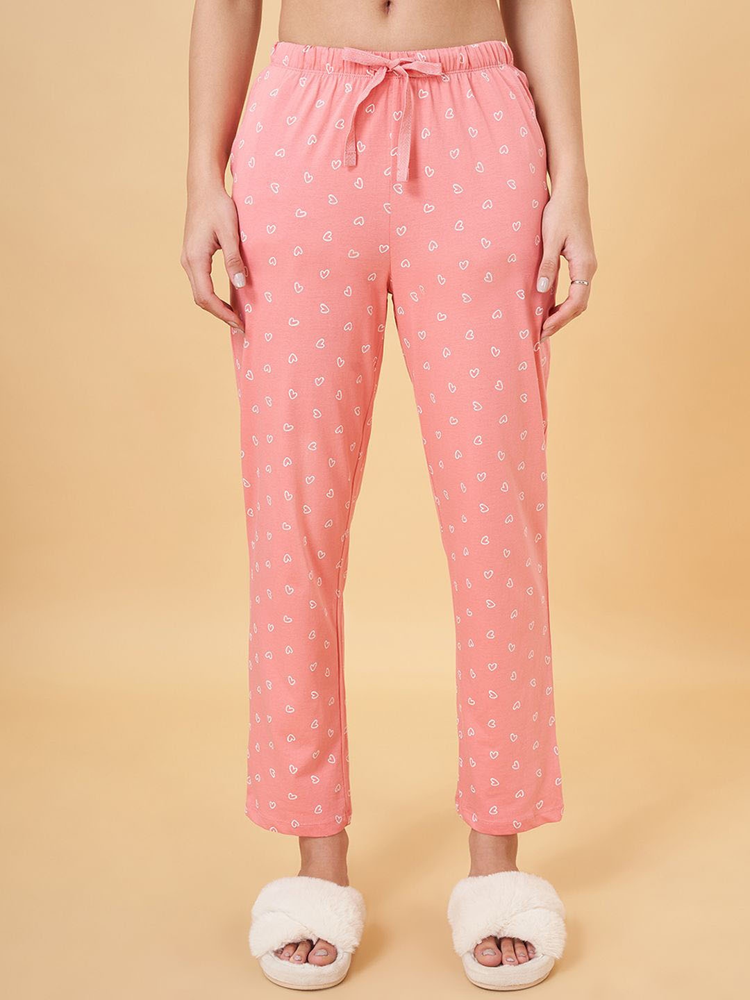

Dreamz by Pantaloons Printed Cotton Lounge Pants, Pink