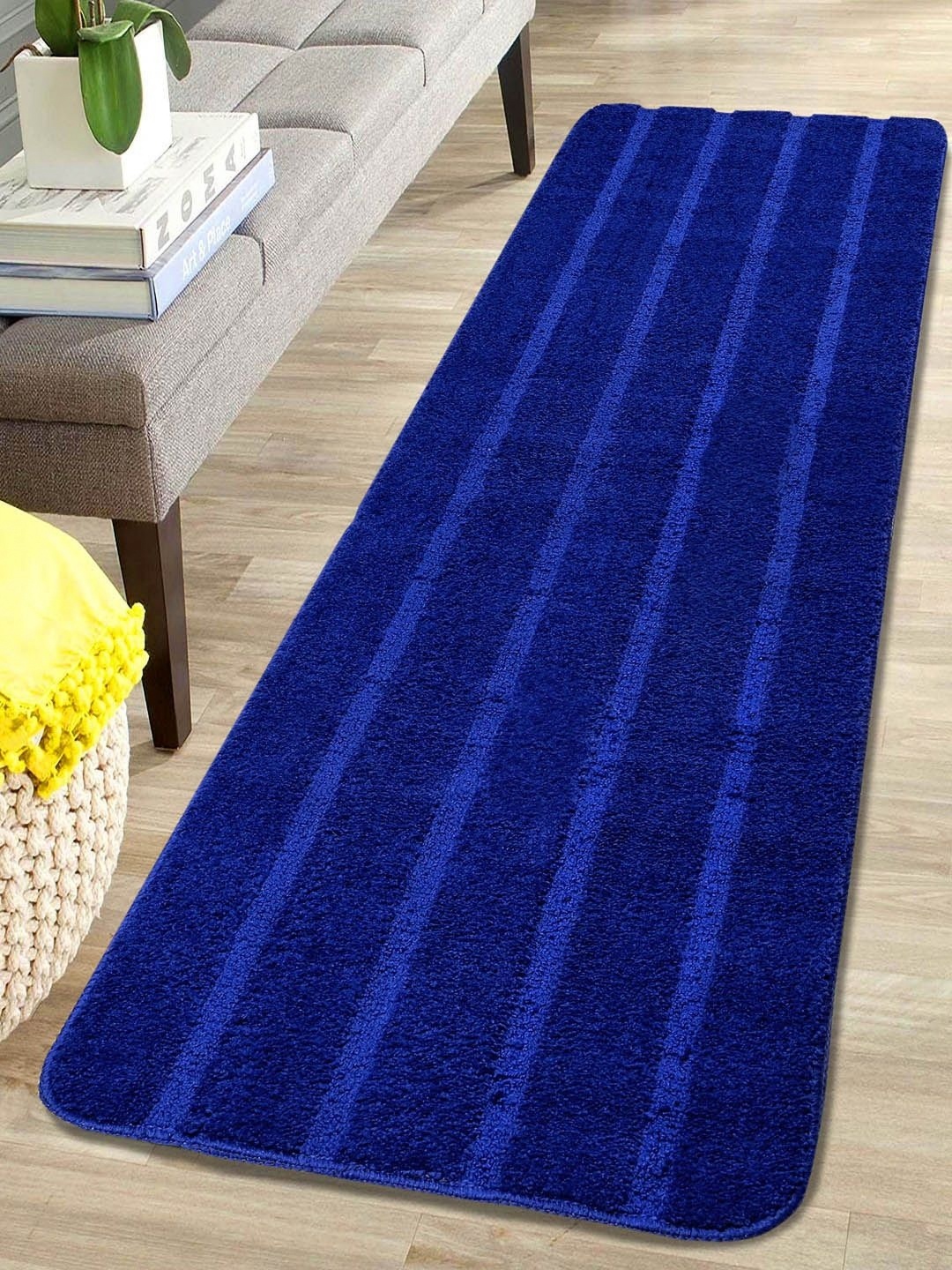 

Saral Home Blue Striped Anti-Slip Microfiber Floor Runner