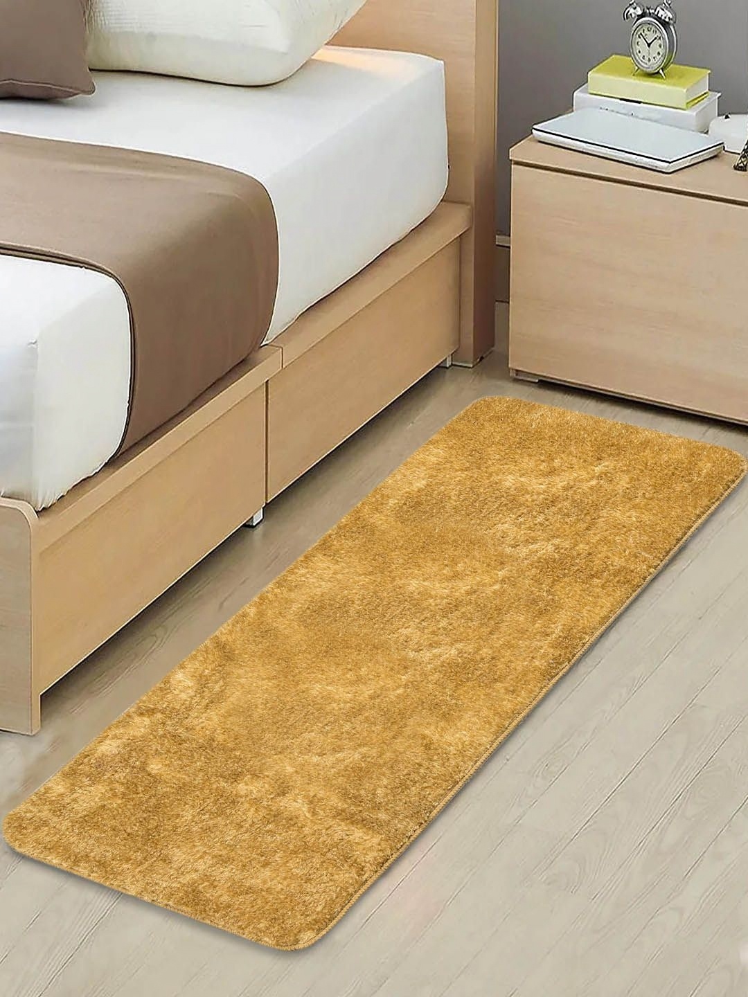 

Saral Home Yellow Anti- Skid Pure Cotton Shaggy Floor Runner, Gold