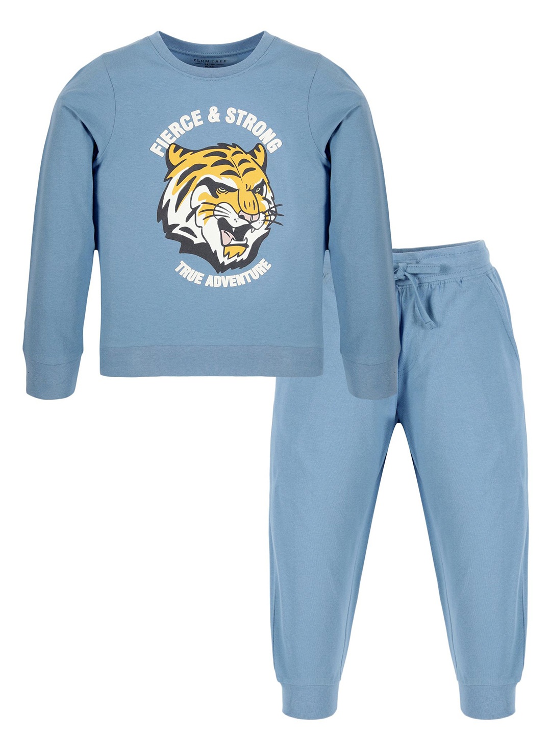 

PLUM TREE Boys Printed Pure Cotton T-shirt With Jogger, Blue