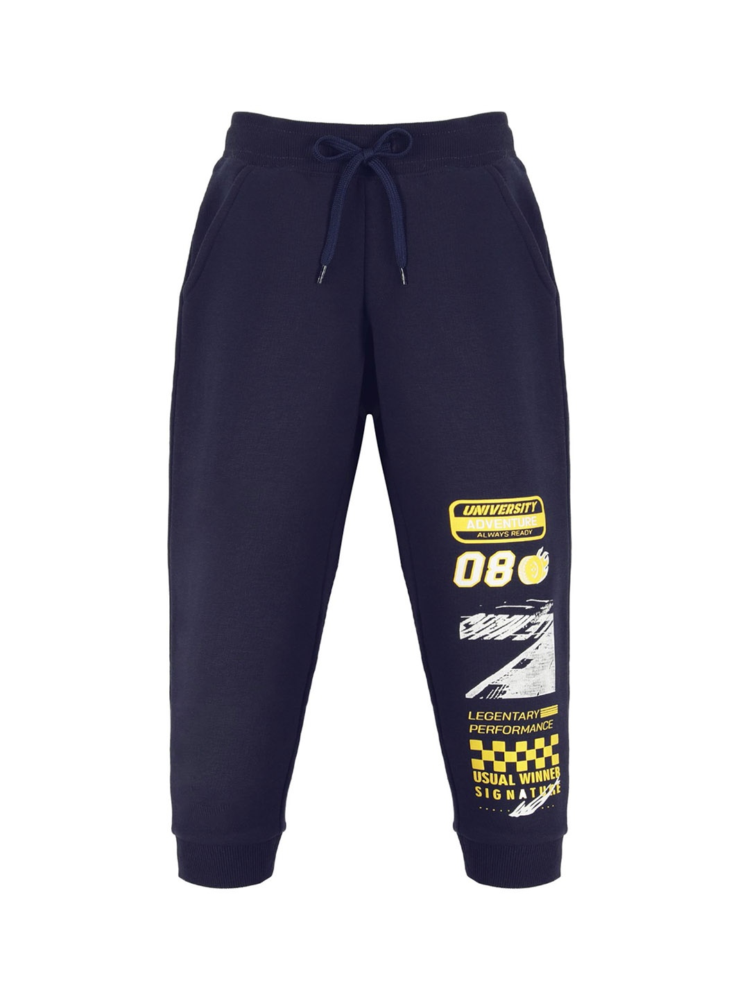 

PLUM TREE Boys Printed Pure Cotton Mid Rise Joggers, Navy blue