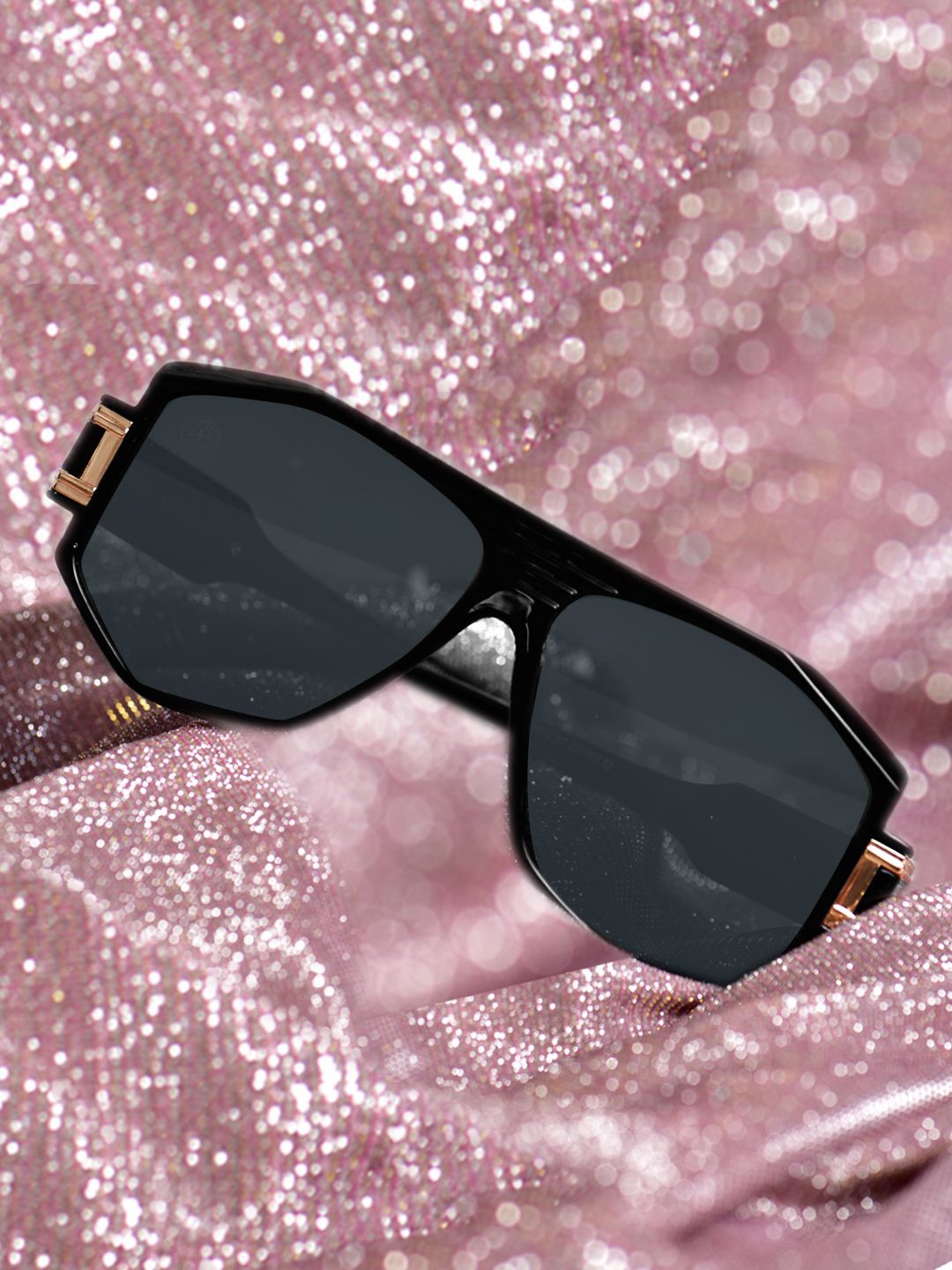 

CELEBRITY SUNGLASSES Unisex Browline Sunglasses with UV Protected Lens, Black