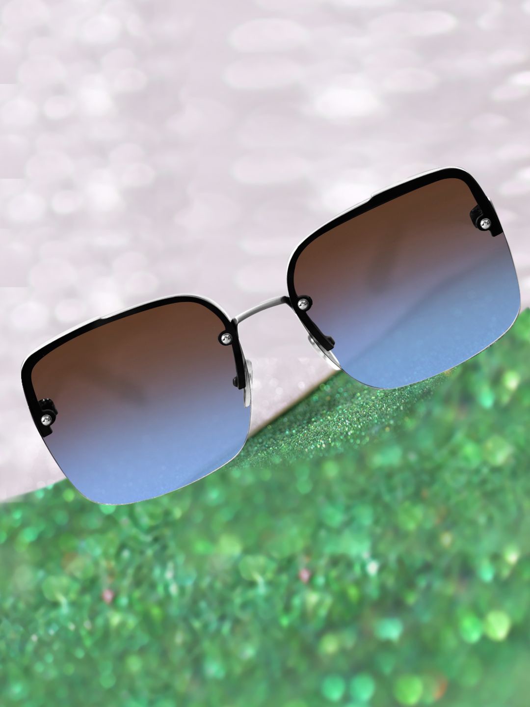 

CELEBRITY SUNGLASSES Unisex Browline Sunglasses with UV Protected Lens, Blue