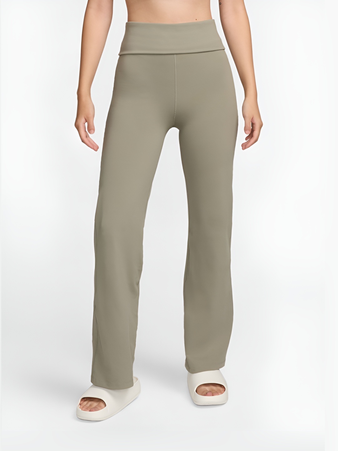 

Nike One Women's Dri-FIT High-Waisted Fold-Over Trousers, Green