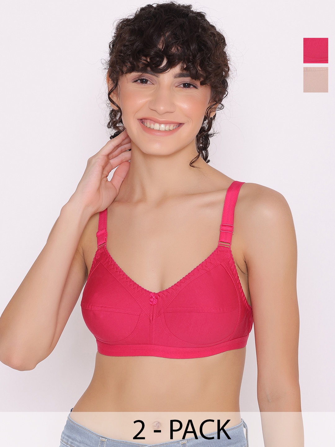 

INKURV Women Bra Full Coverage PACK OF 2, Pink