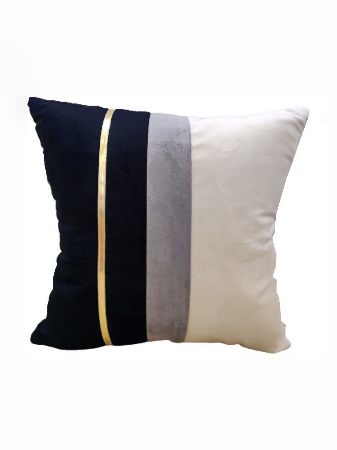 

Good Vibes Navy Blue & Grey 3 Pieces Striped Velvet Square Cushion Covers
