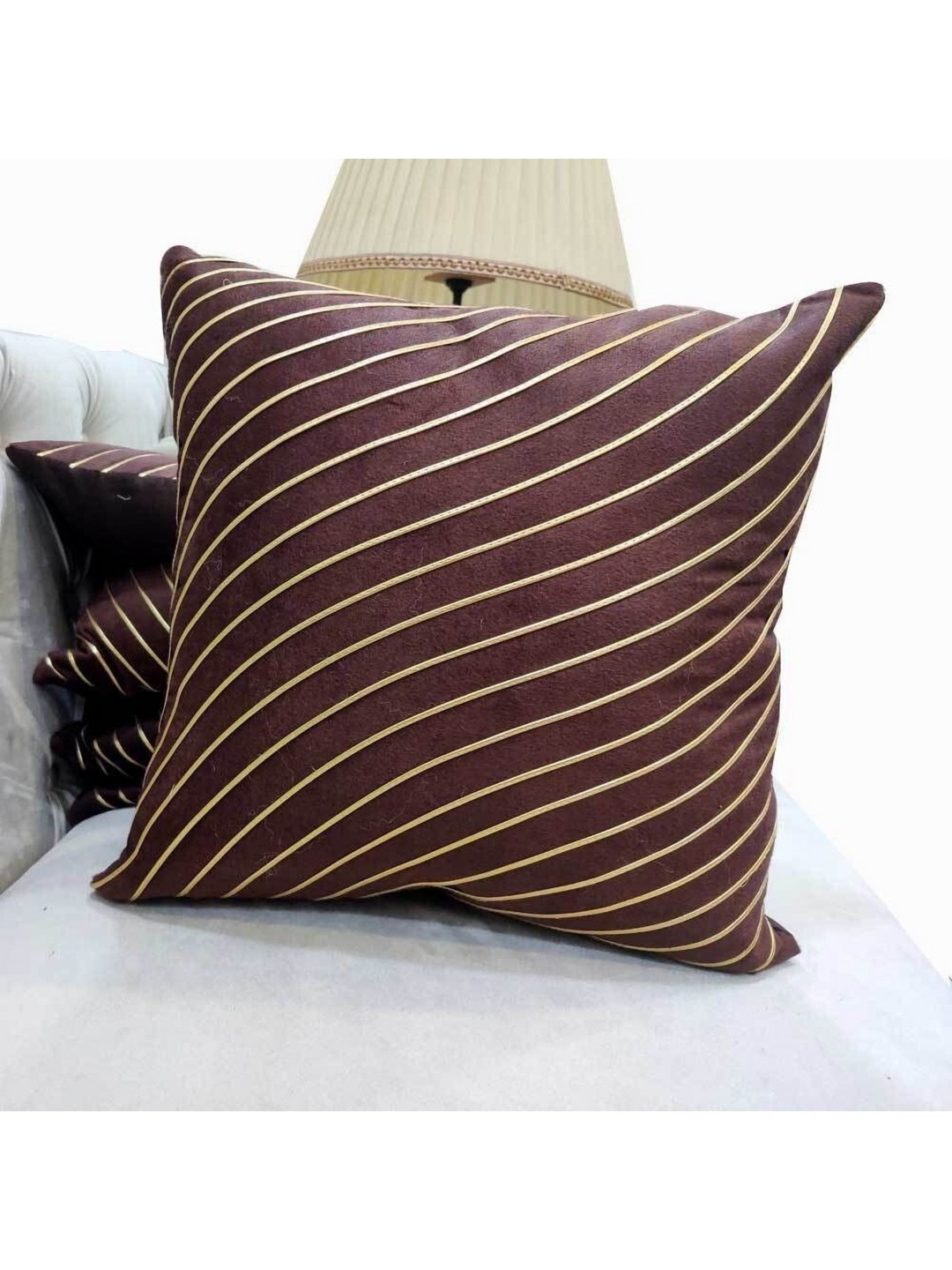 

Good Vibes Beige & Brown 5 Pieces Striped Square Cushion Covers