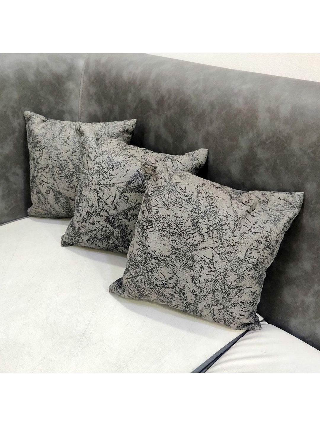 

Good Vibes Grey 3 Pieces Abstract Square Cushion Covers