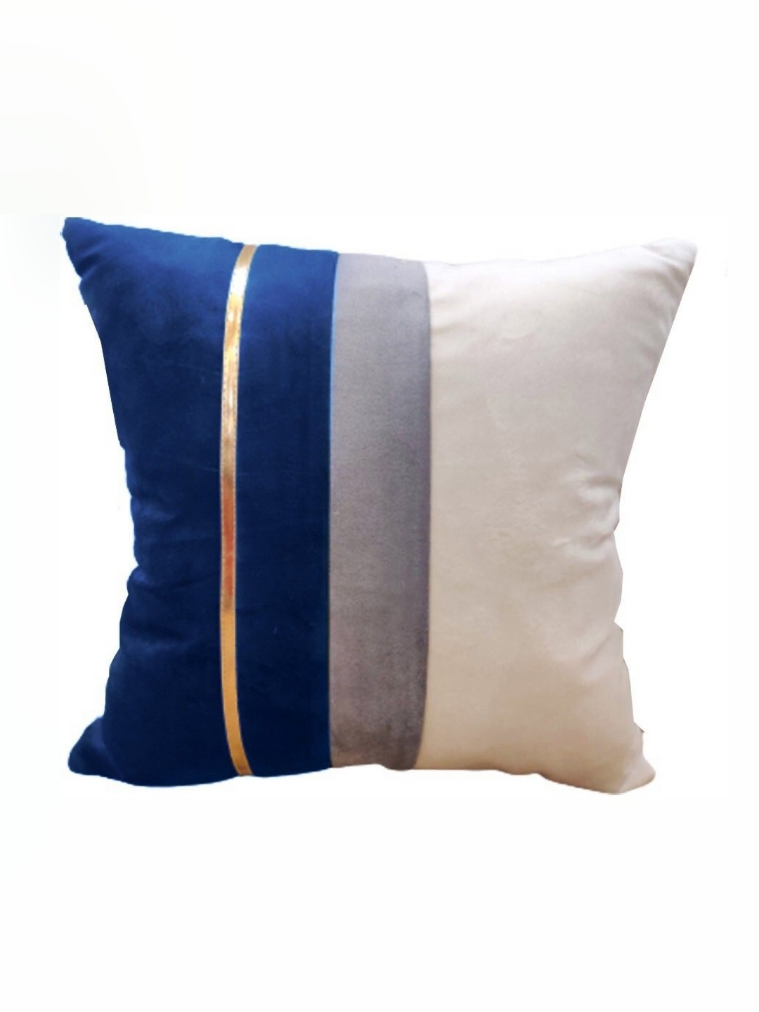 

Good Vibes Blue & Grey 3 Pieces Striped Velvet Square Cushion Covers