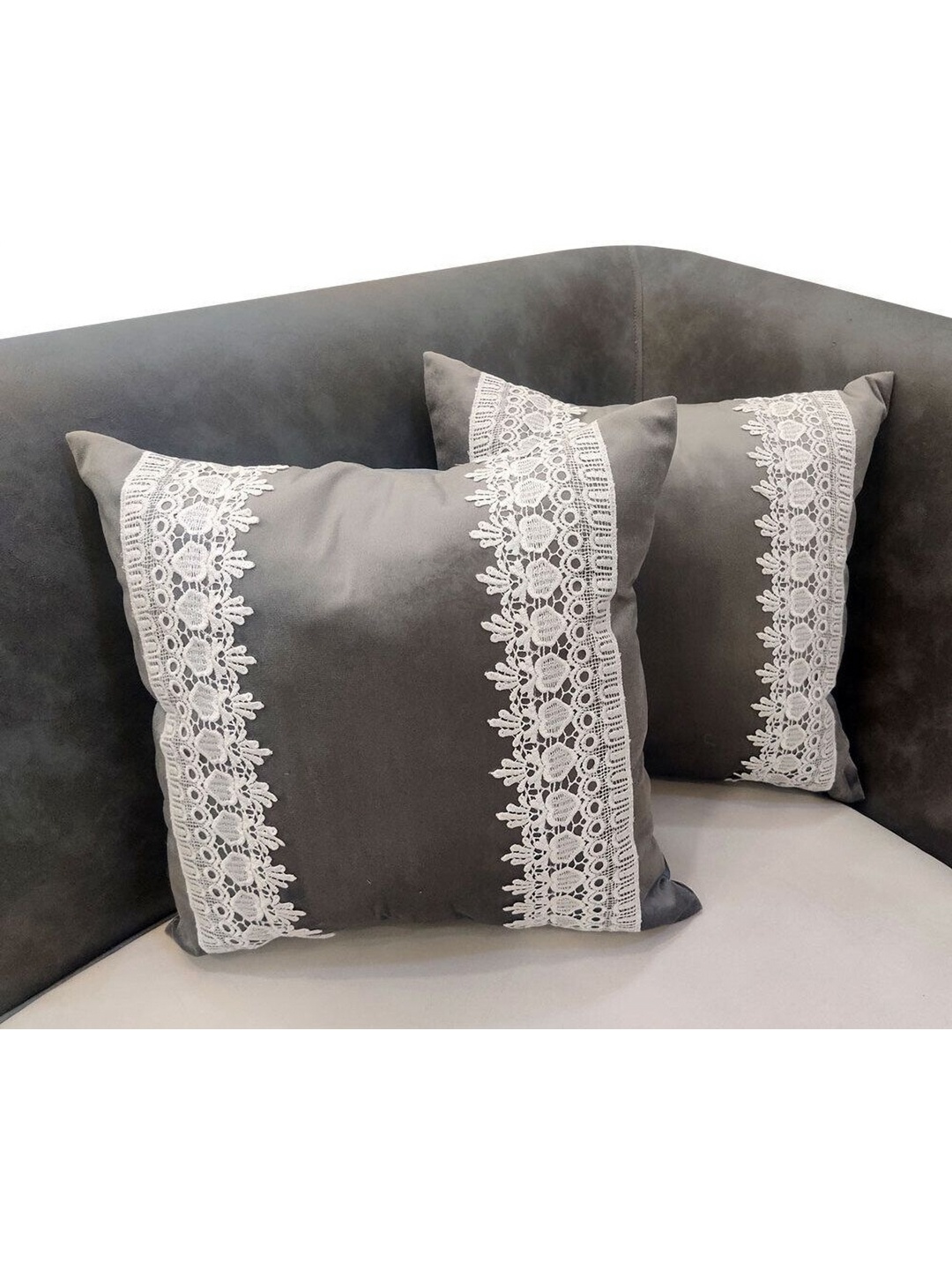 

Good Vibes Grey & White 2 Pieces Velvet Square Cushion Covers