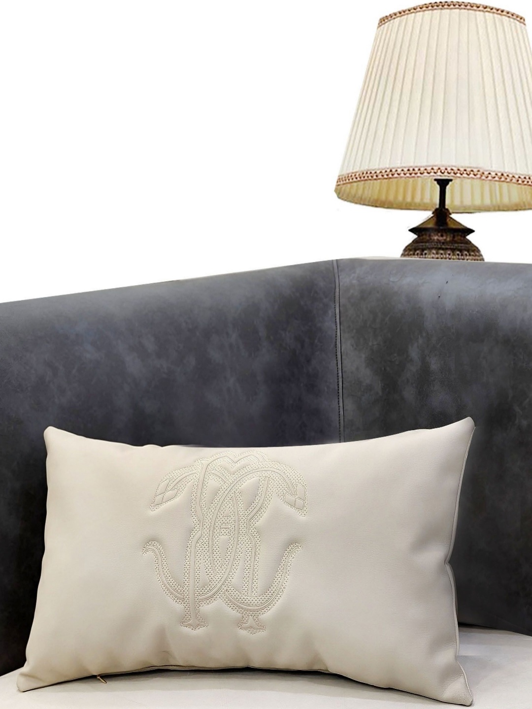 

Good Vibes Beige Embroidered Velvet Rectangle Cushion Covers
