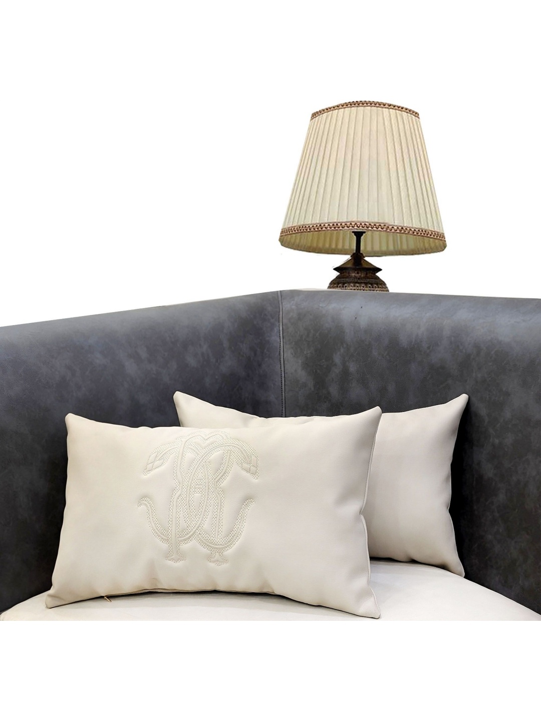

Good Vibes Beige 2 Pieces Embroidered Velvet Rectangle Cushion Covers