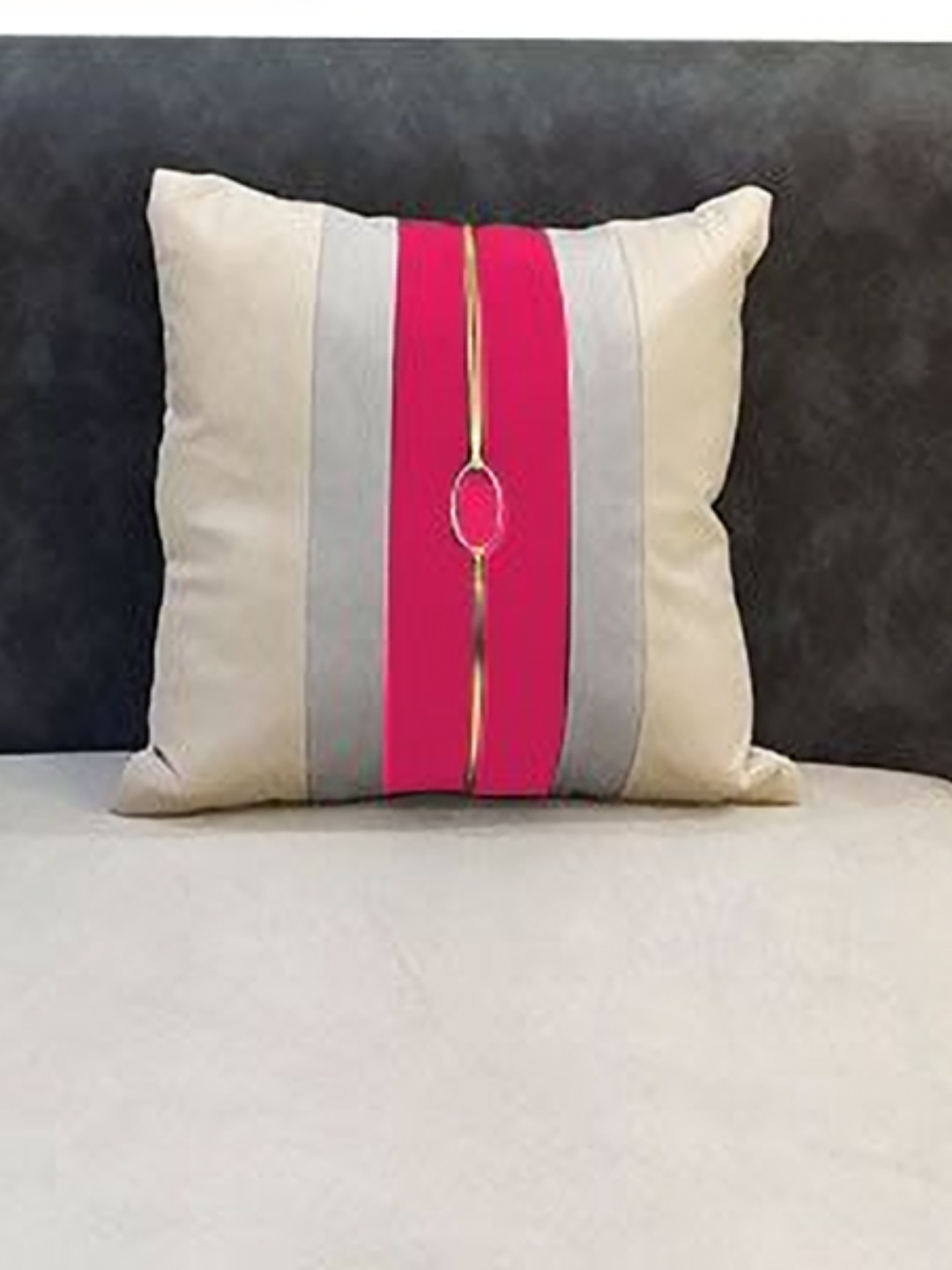 

Good Vibes Beige & Pink 5 Pieces Striped Velvet Square Cushion Covers