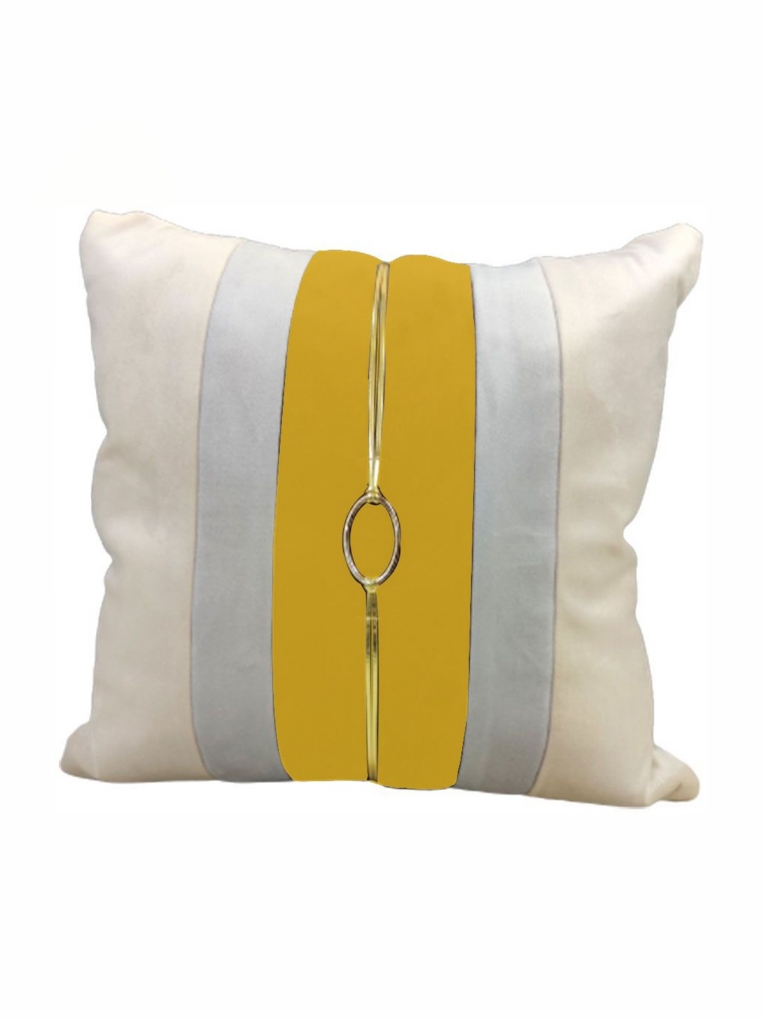 

Good Vibes Beige & Yellow 2 Pieces Striped Velvet Square Cushion Covers