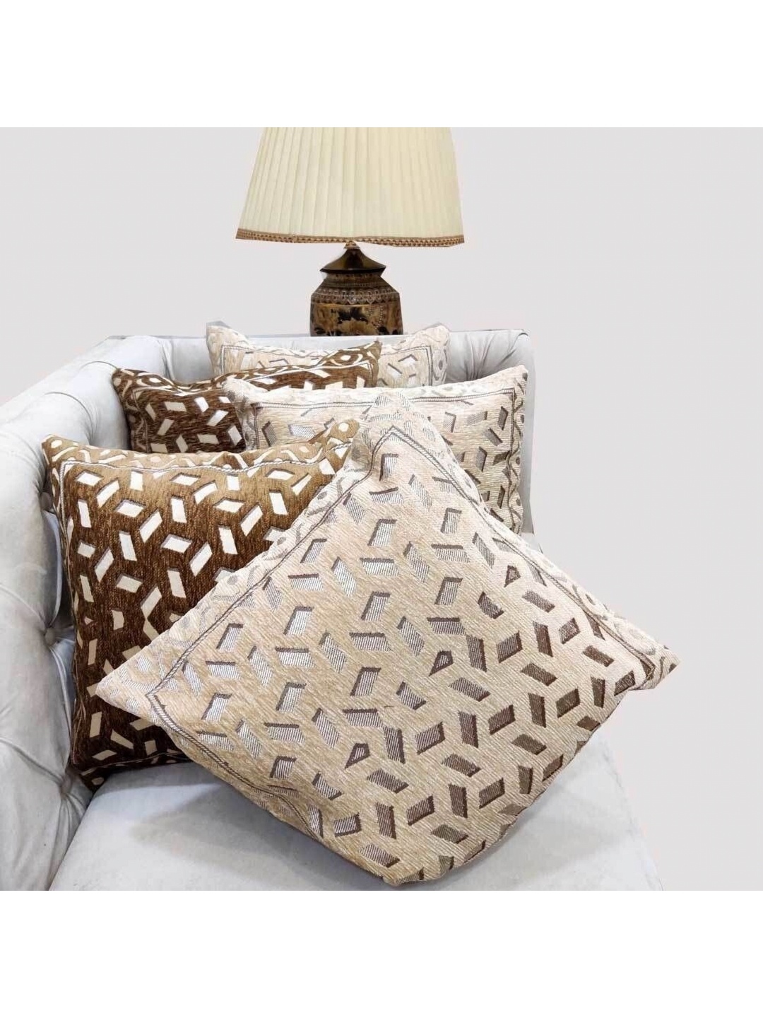 

Good Vibes Beige & Cream-Coloured 5 Pieces Square Cushion Covers