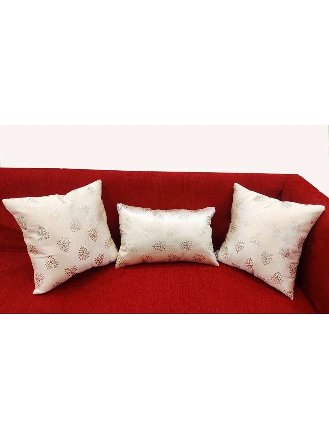 

Good Vibes Cream-Coloured 3 Pieces Floral Rectangle Cushion Covers