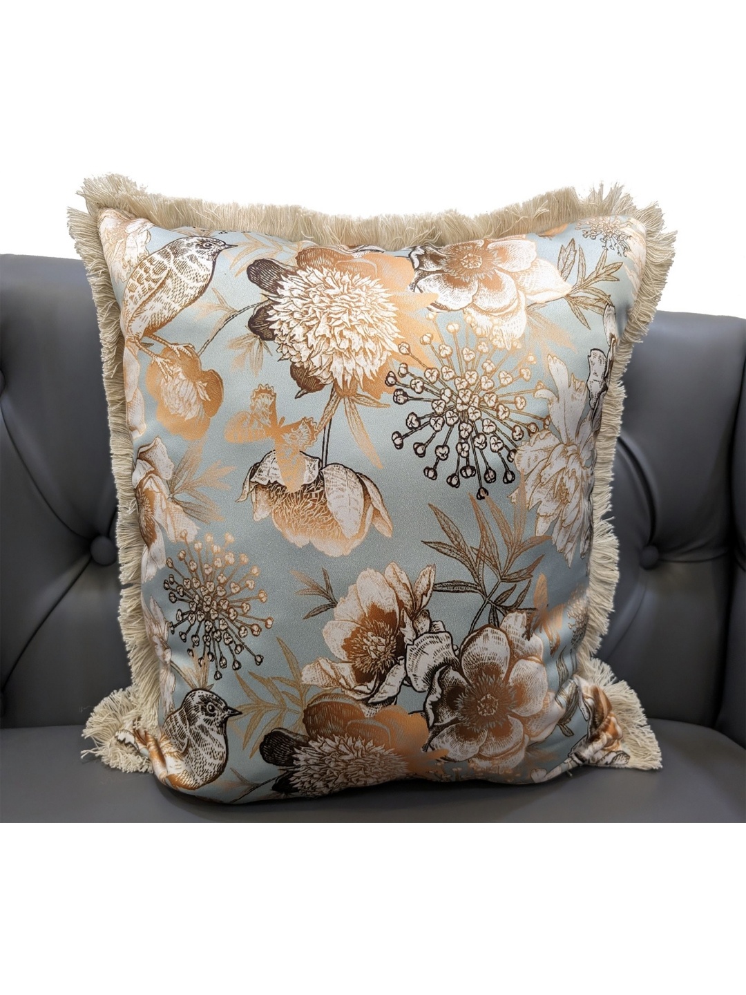 

Good Vibes Blue & Orange Floral Square Cushion Covers