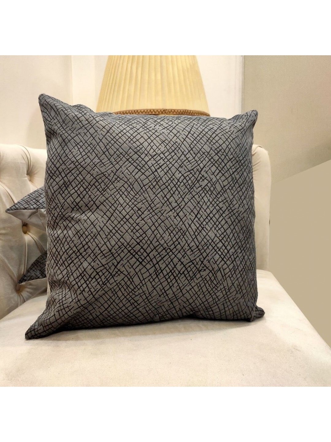 

Good Vibes Grey & Black 3 Pieces Abstract Square Cushion Covers