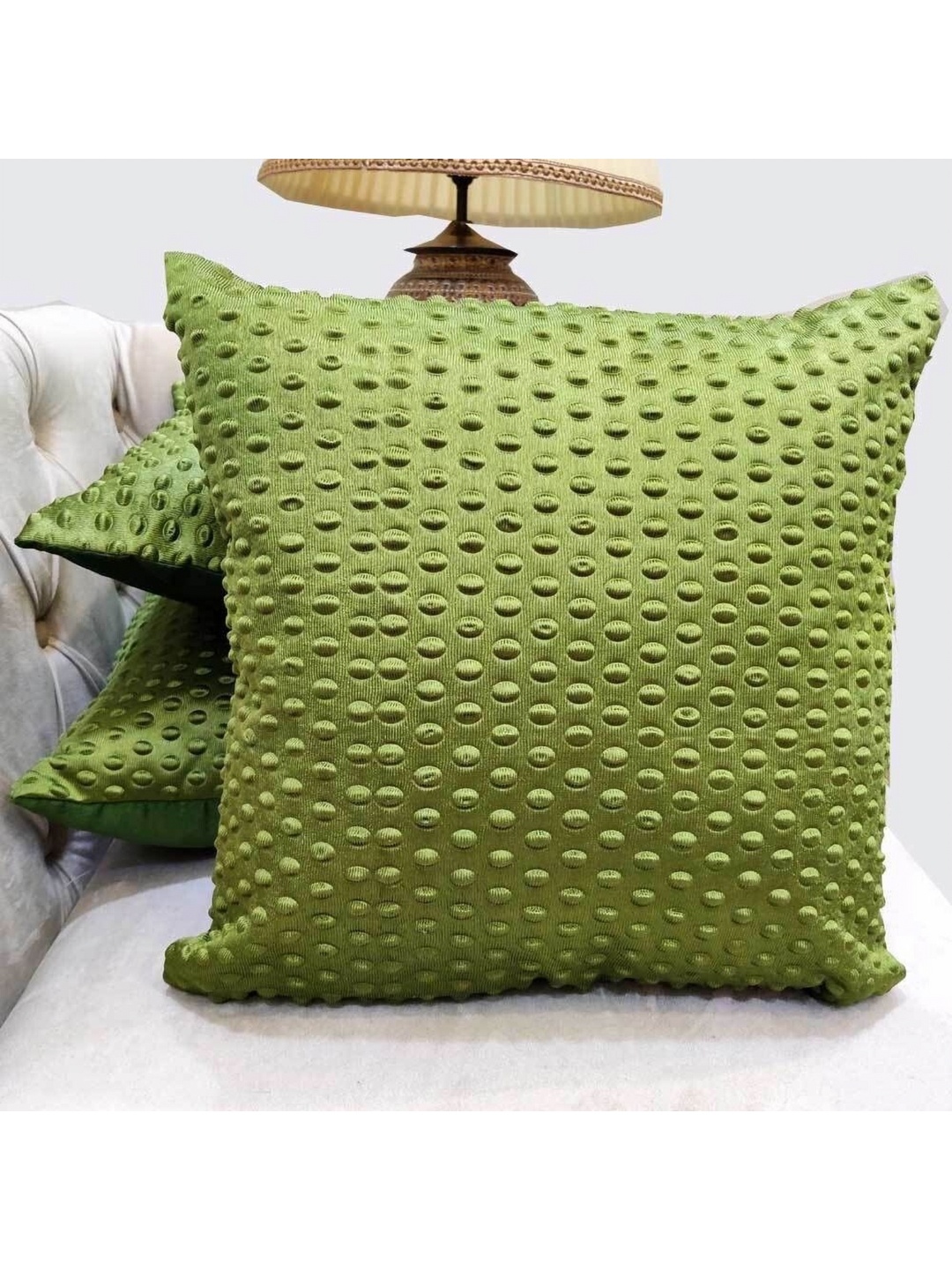 

Good Vibes Green 3 Pieces Square Cushion Covers