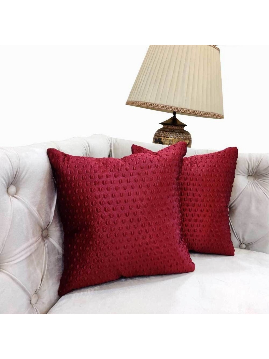 

Good Vibes Maroon Set of 2 Square Cushion Covers