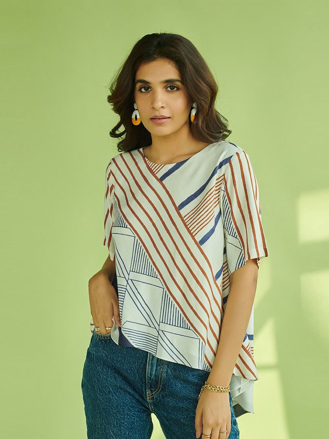 

Vedika M Women Geometric Printed Top, White