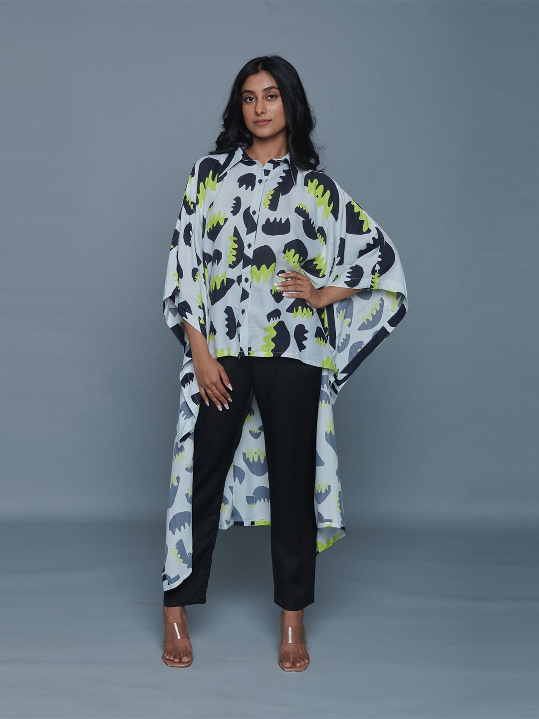 

Vedika M-Women Abstract Printed Longline Top, White