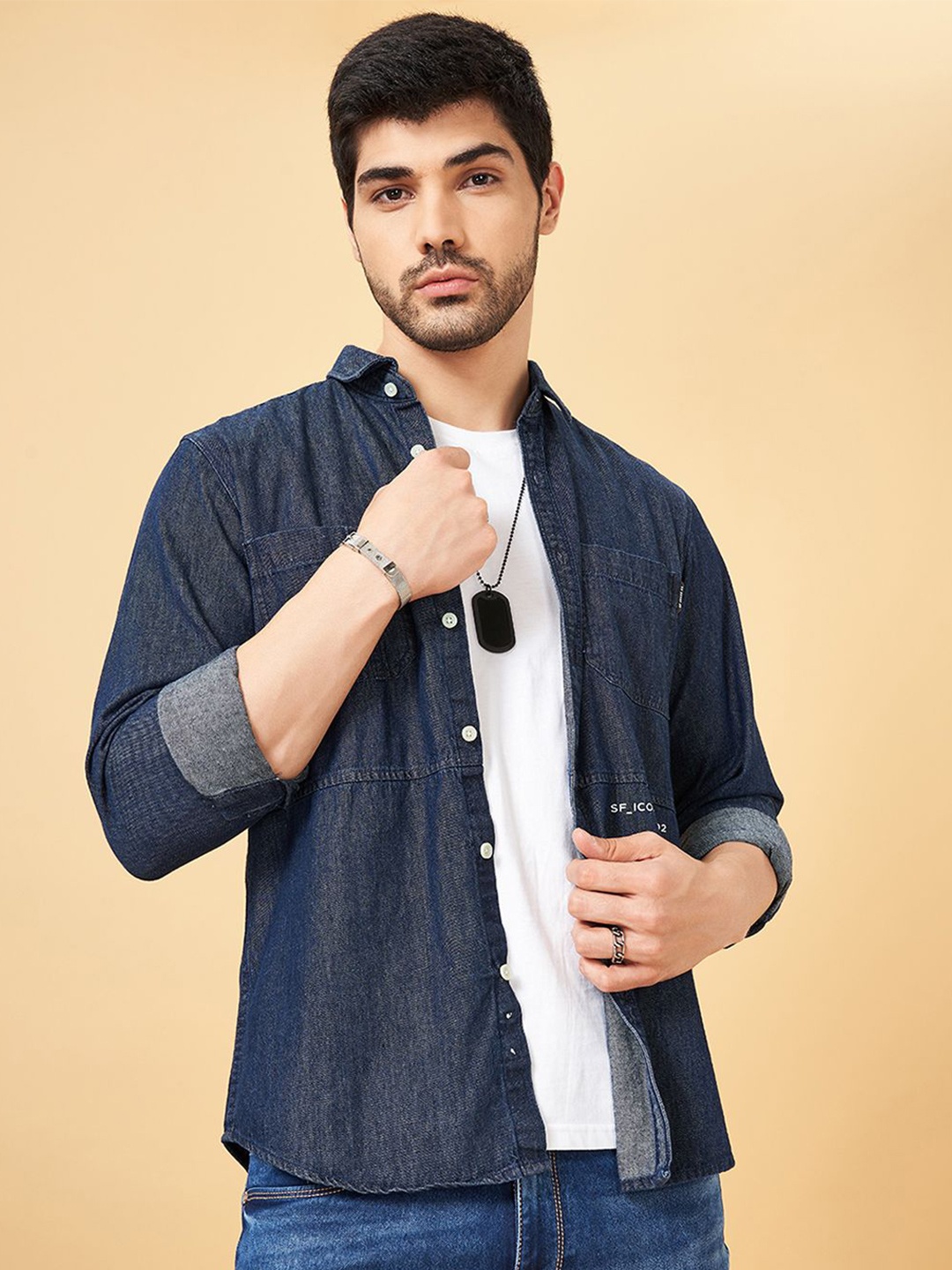 

SF JEANS by Pantaloons Men Slim Fit Opaque Casual Shirt, Blue