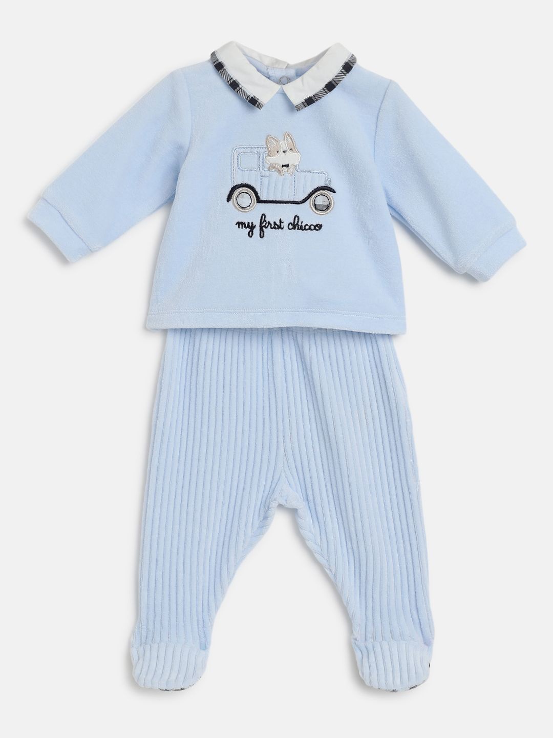 

Chicco Infants Boys V-Neck Embroidered Sweatshirt With Legging, Teal