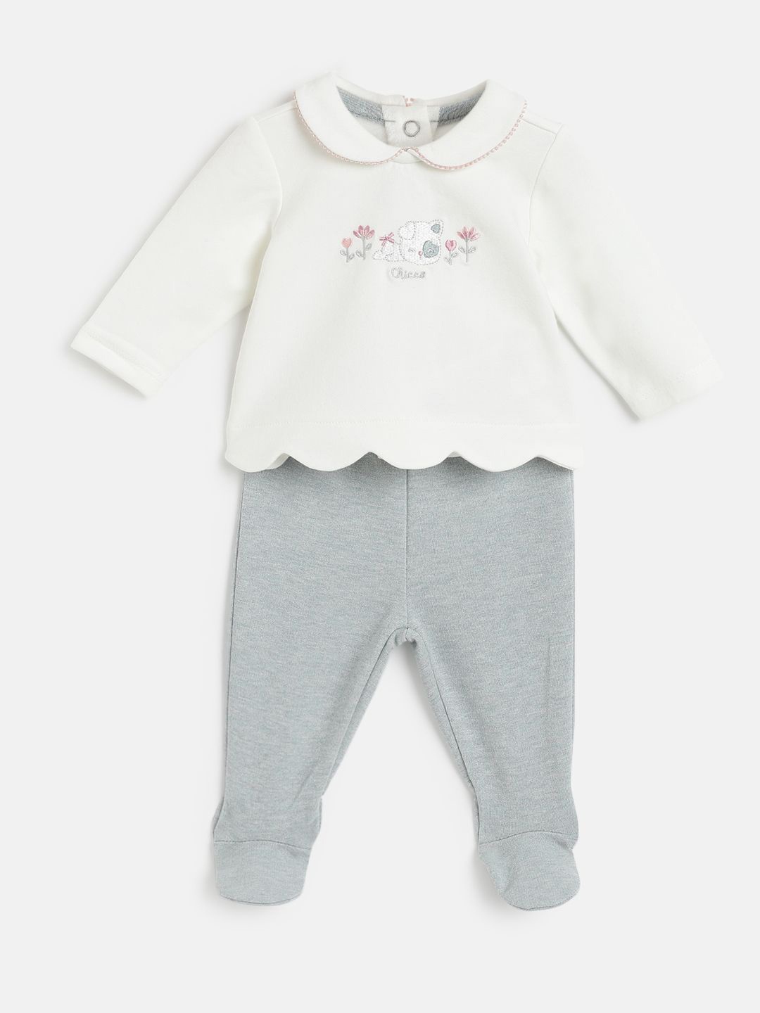 

Chicco Infants Girls Embroidered Sweatshirt With Legging, White