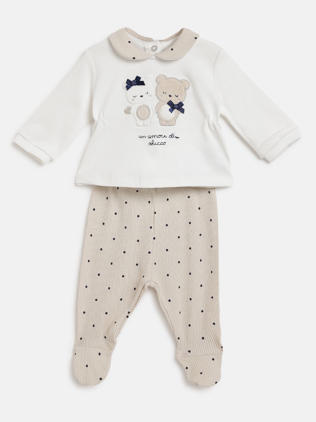 

Chicco Infants Girls Embroidered Sweatshirt With Legging, White