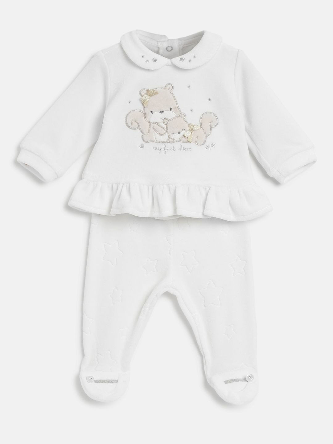 

Chicco Infants Girls Embroidered Sweatshirt With Legging, White