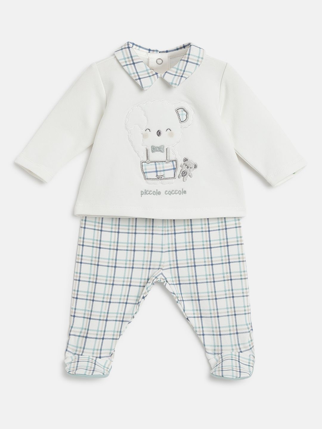 

Chicco Boys Embroidered Shirt Collar Sweatshirt With Leggings, White