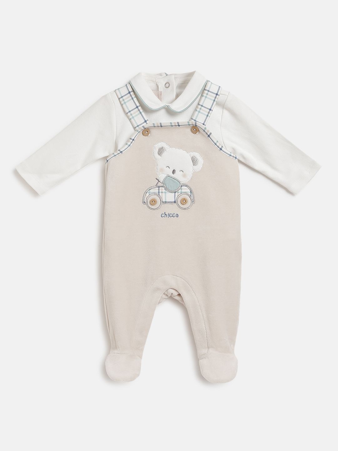

Chicco Boys Shirt Collar Pure Cotton Bodysuit, White