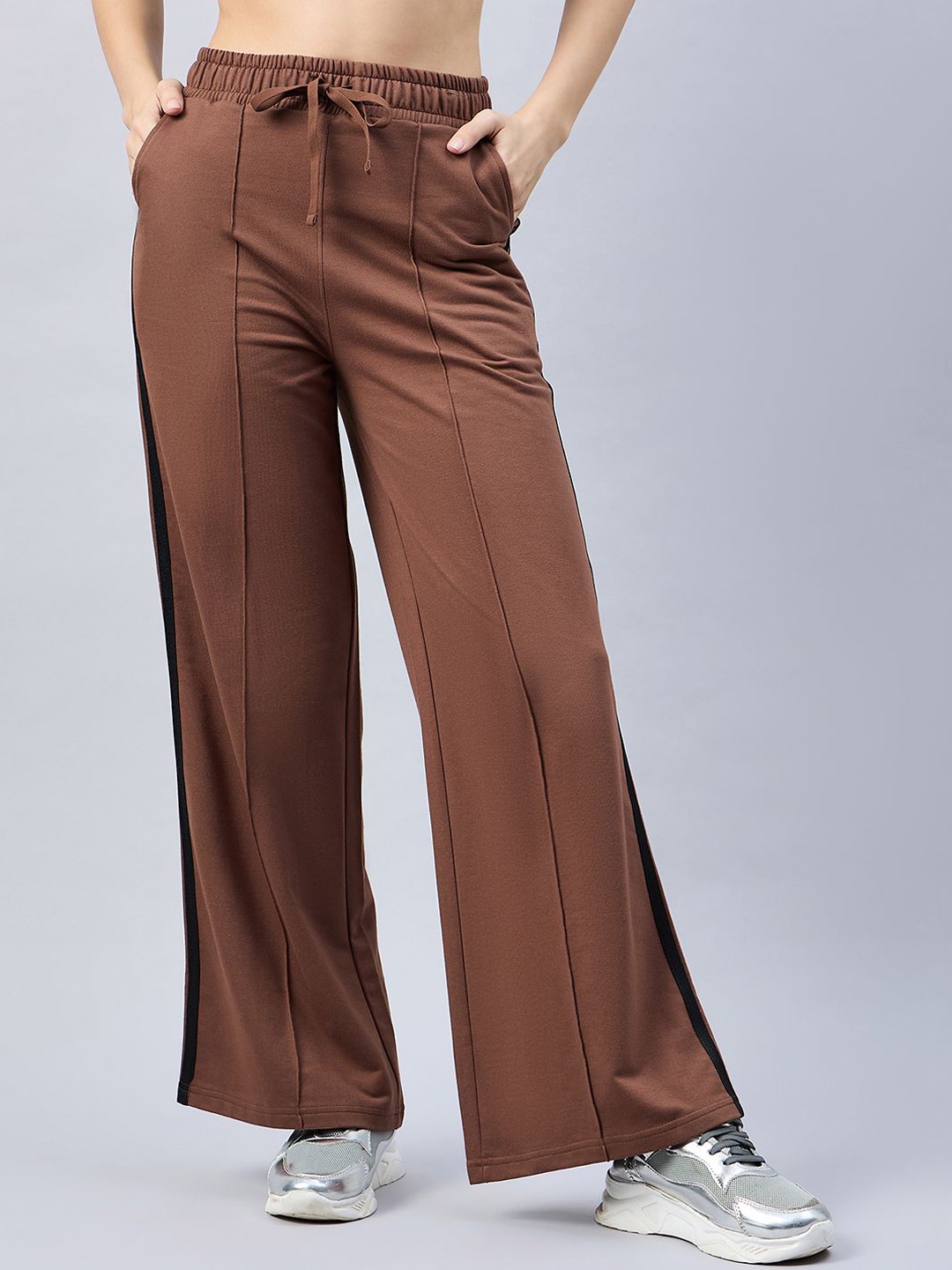 

FEMEA Women Mid Rise Track Pants, Brown