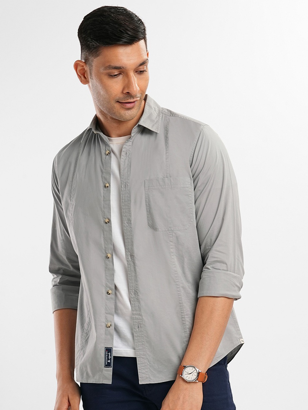 

Bombay High Men Slim Fit Opaque Casual Shirt, Grey