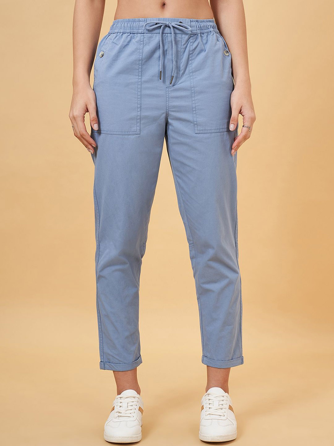 

Honey by Pantaloons Women Cotton Mid Rise Track Pants, Blue