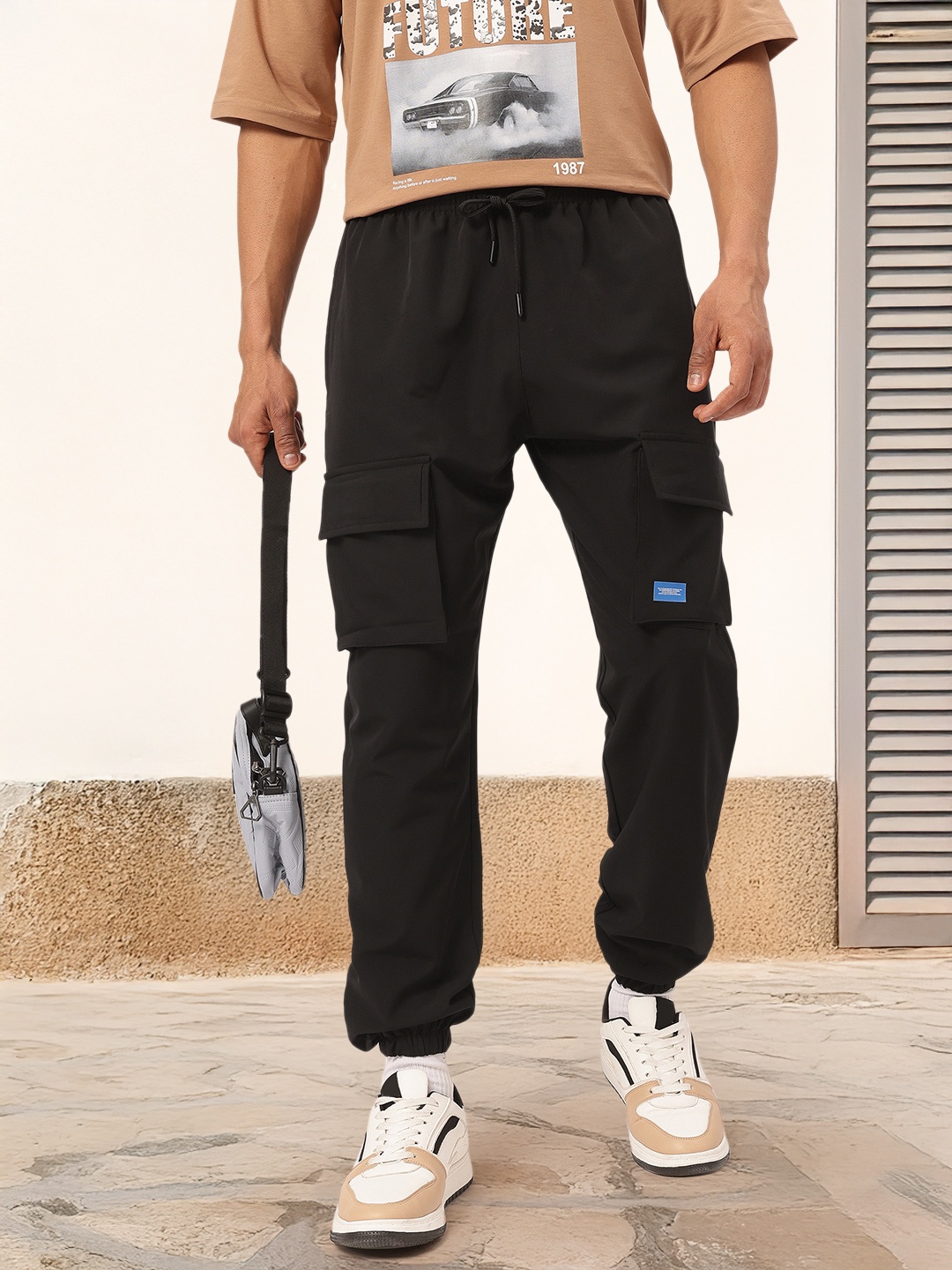 

Kook N Keech Men ComfyChic Cargo Comfort Track Pants, Black
