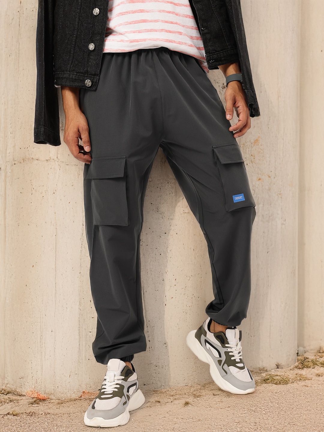 

Kook N Keech Urban Utilitarian Chic Relax Cargo Joggers, Grey