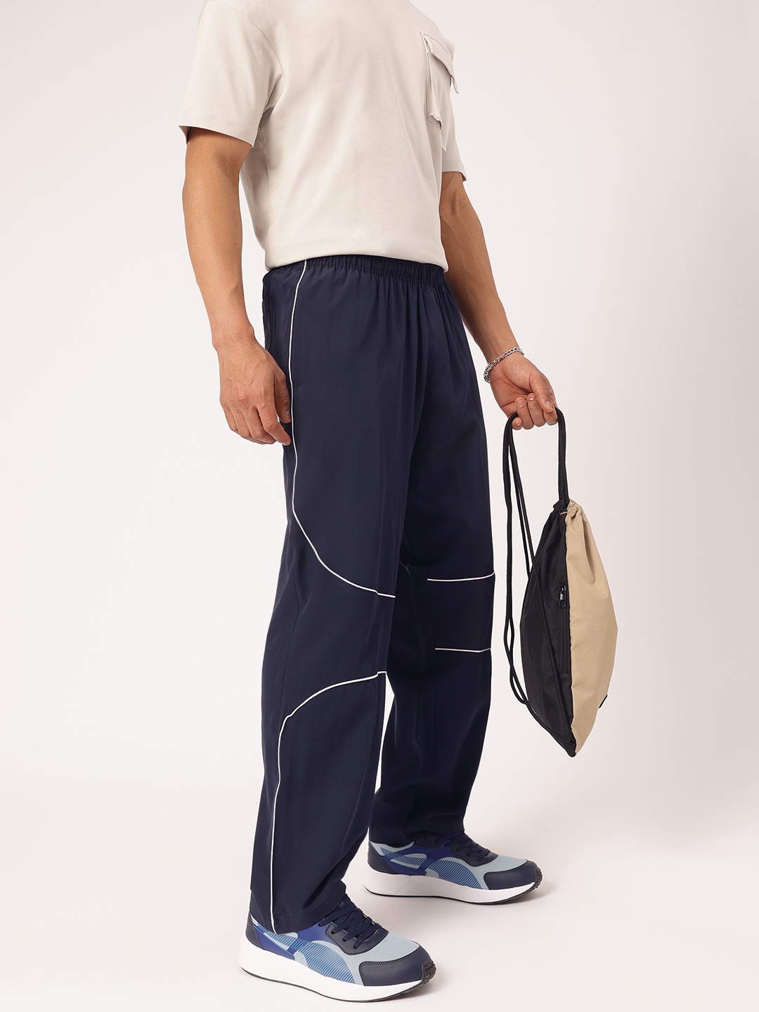 

Kook N Keech Men Vivid Trim Staple Street Track Pants, Navy blue