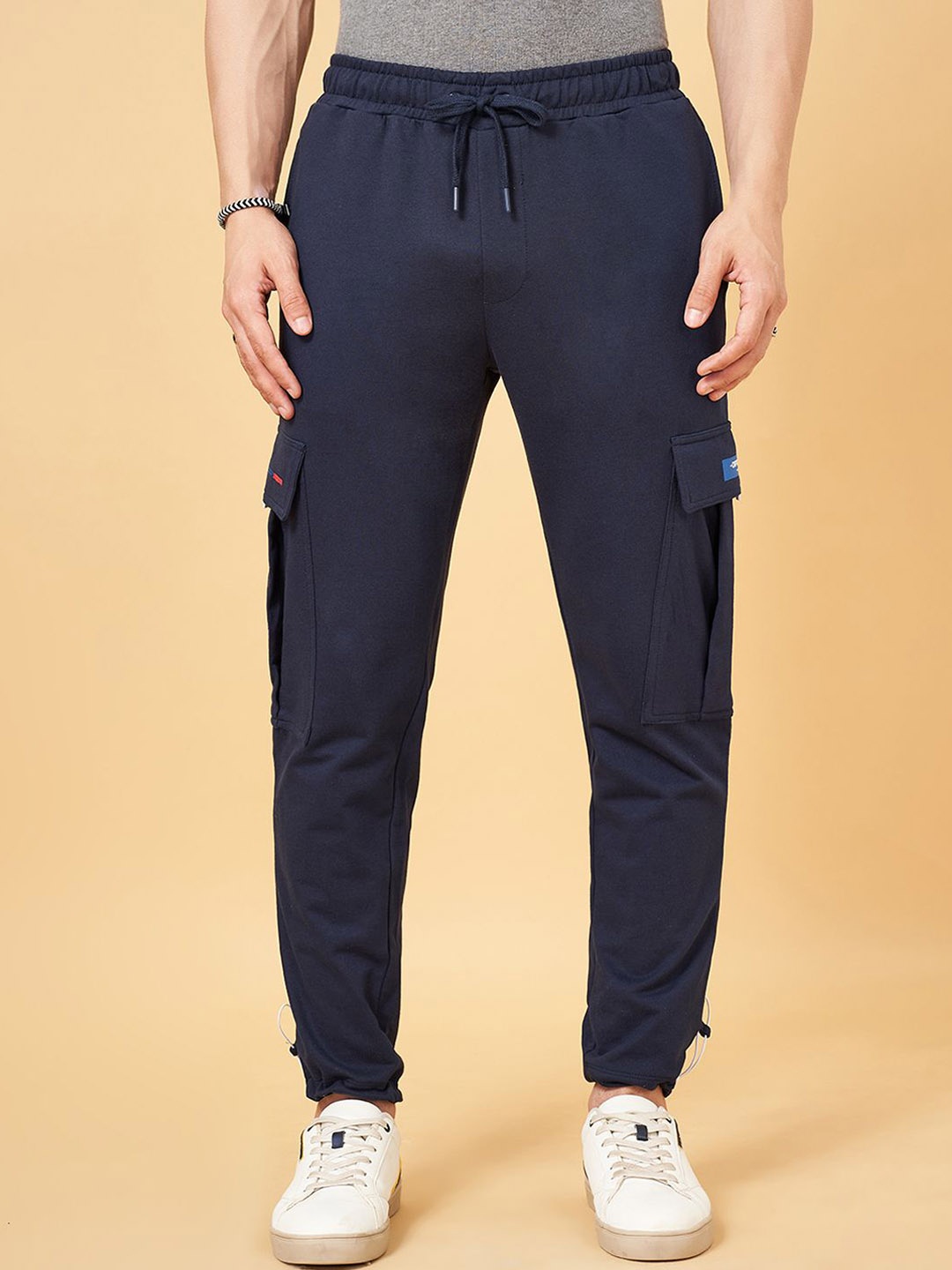 

SF JEANS by Pantaloons Men Pure Cotton Mid Rise Track Pants, Navy blue