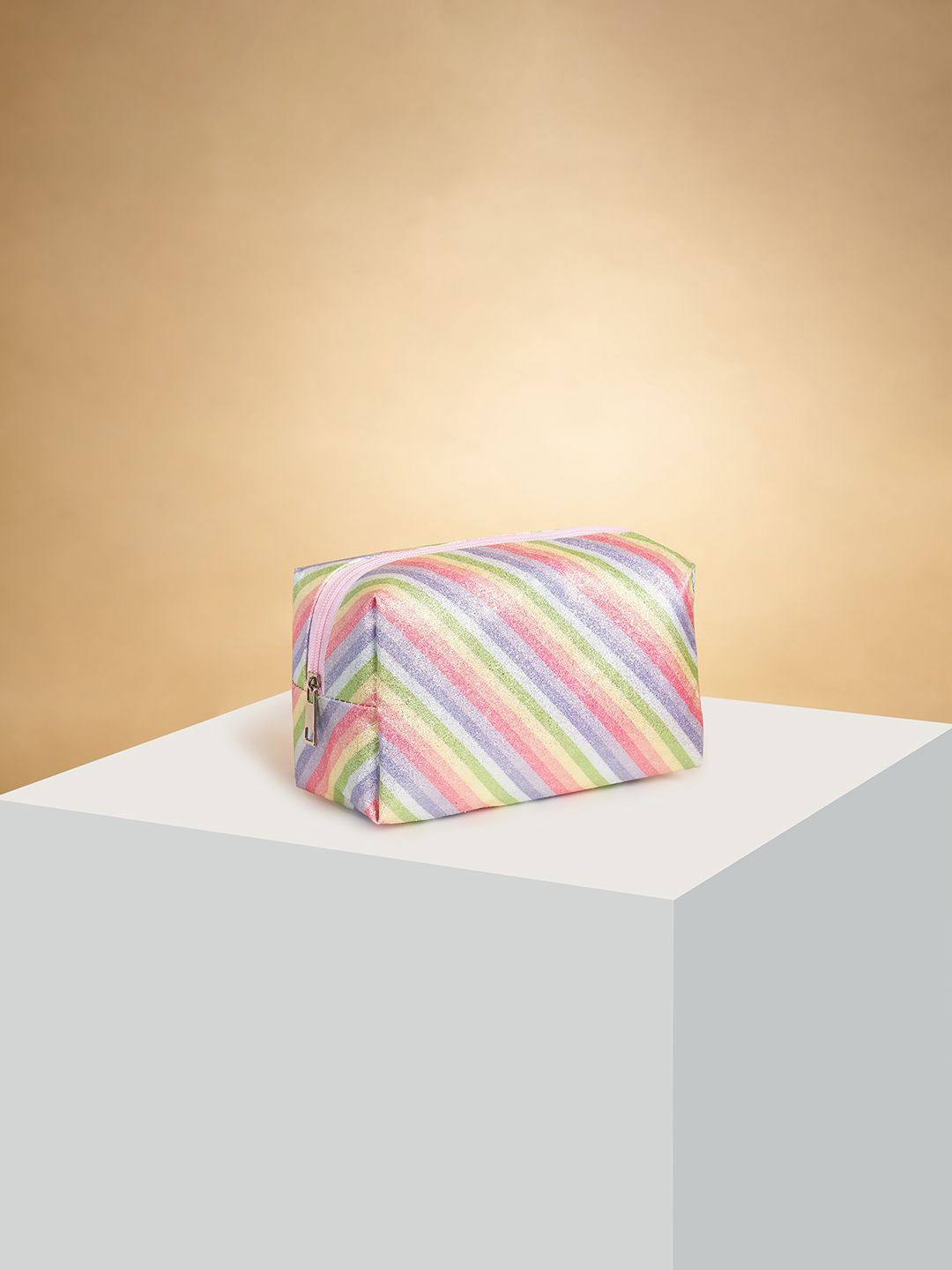

Forever Glam by Pantaloons Striped Pouch Travel Accessory, Bronze