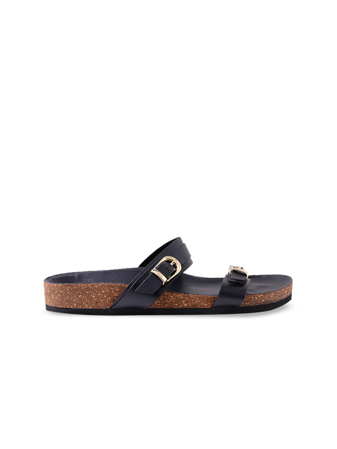 

RIVR Women Open Toe Flats with Buckles, Black
