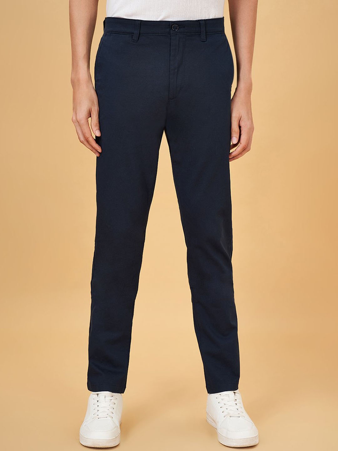 

BYFORD by Pantaloons Men Mid-Rise Trousers, Navy blue