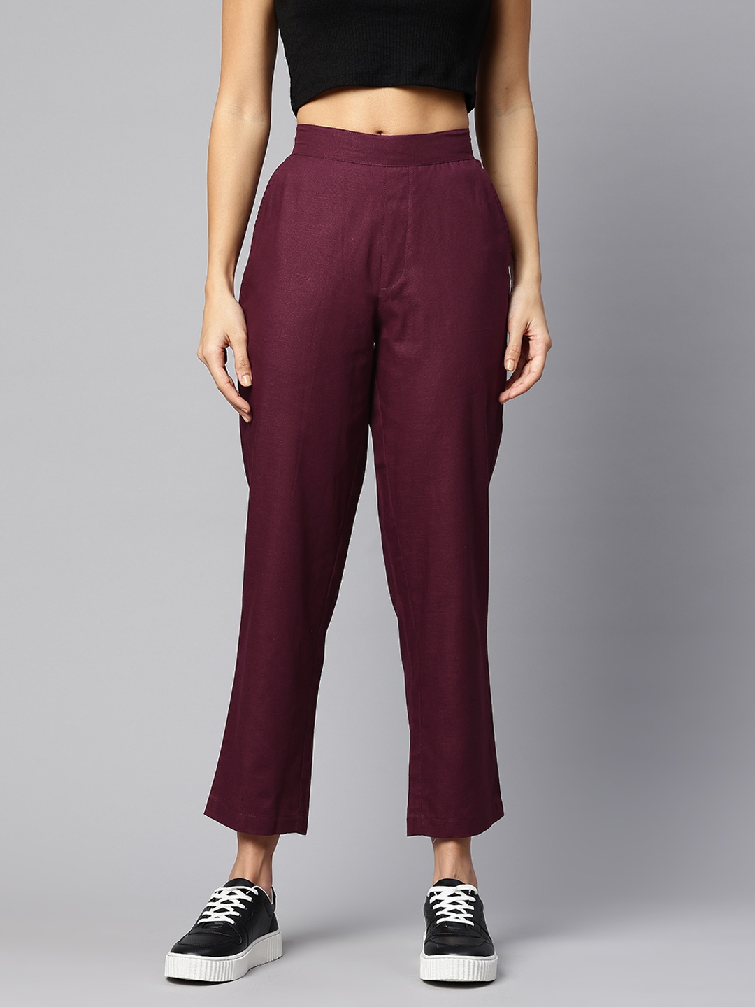 

Popnetic Pure Cotton Peg Trousers, Burgundy