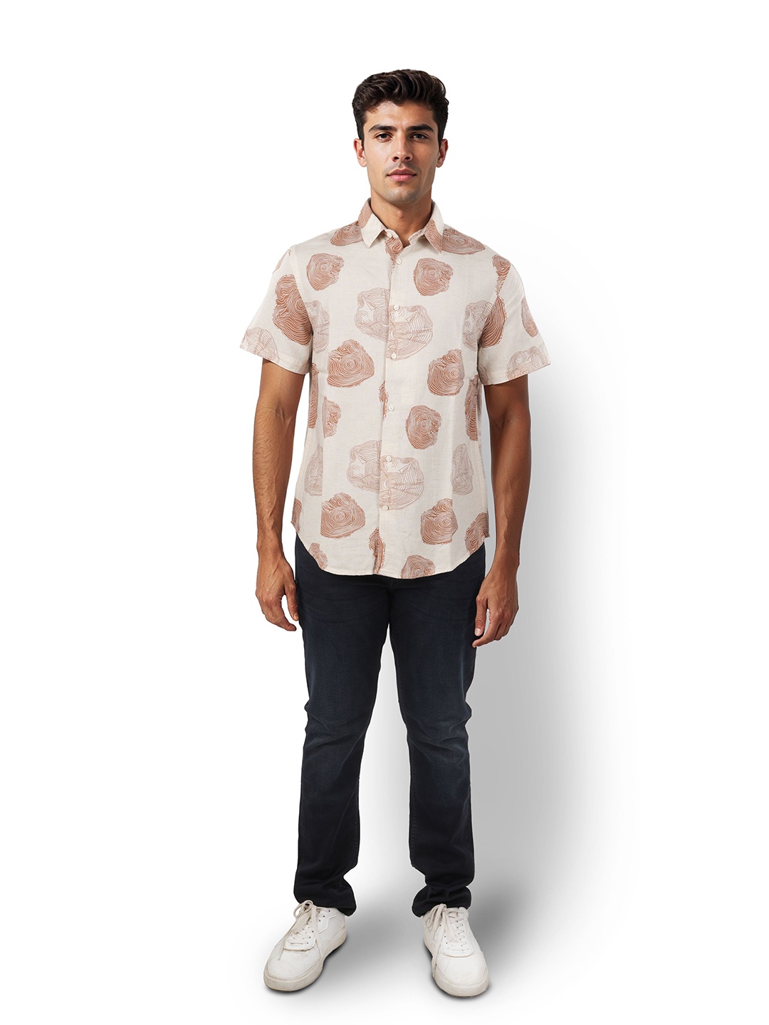 

Celio Men Classic Opaque Printed Casual Shirt, Beige